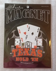 NEW Texas Hold 'EM Auto Magnet for Car Refrigerator & More Approx 6" Diameter - Picture 1 of 3