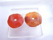 2 Ancient Neolithic Carnelian Disc Beads, Stone Age,  VERY RARE !