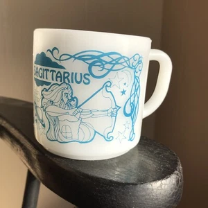 Vtg Federal Sagittarius Zodiac Milk Glass Coffee Tea Cup Mug Pristine New Cond - Picture 1 of 11