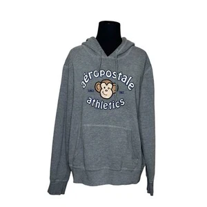 Aeropostale gray monkey embroidered hoodie sweatshirt size Junior Large - Picture 1 of 12