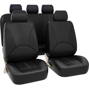 Juego completo de funda de asiento de coche de cuero impermeable cojín universal para sedán SUV camión - Imagen 1 de 14
