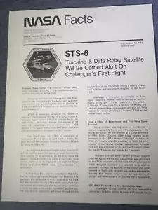 1983 NASA Facts STS-6 transbordador espacial Challenger primera misión excelente - Imagen 1 de 5