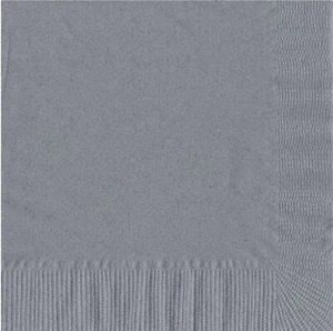 50 Plain Solid Colors Luncheon Dinner Napkins Paper - Silver - Picture 1 of 2