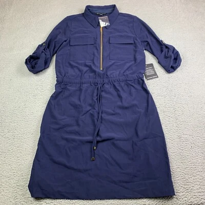 Vestido Boston Proper para mujer L frontal cremallera bolsillos de carga cintura ceñida mangas enrollables Foto 1 de 4