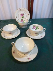 8pc Beautiful Mid-Century Syracuse China Federal Shape Victoria Cups & Saucers - Picture 1 of 9