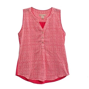 Hanna & Gracie, Top Sin Mangas Estampado Rosa y Blanco Medio Botón, Talla M - Imagen 1 de 4