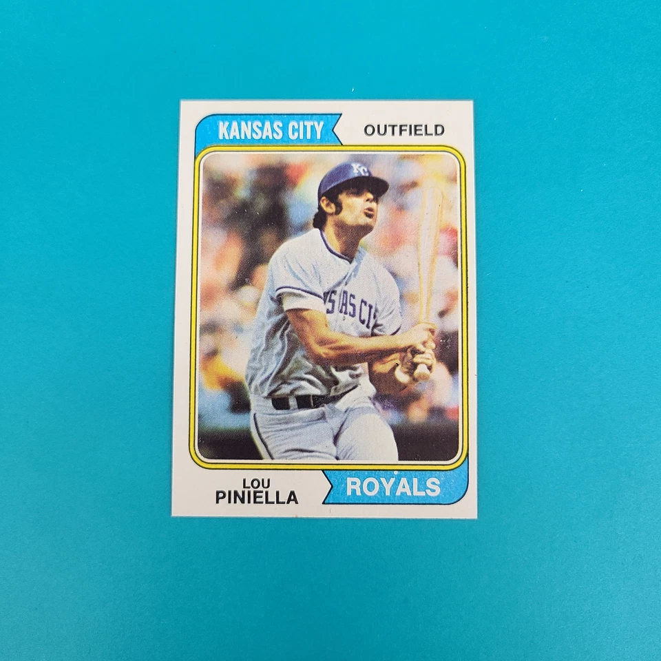1974 Topps #390 Lou Piniella Kansas City Royals NRMT BASEBALL Card 6A - Image 1 of 2