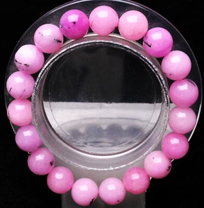10.5mm Natural Clear Pink Opal Quartz Gemstone Crystal Round Beads Bracelet AAA - Picture 1 of 6