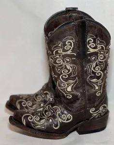 Innovation Kids Girls Cowboy Boots Size 8 Made in Mexico Floral Stitch - Picture 1 of 10