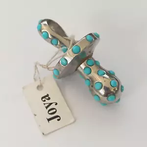Pacifier Pendant Image Silver Tone Turquoise Blue Dotted Solid Heavy Fun Charm - Picture 1 of 11