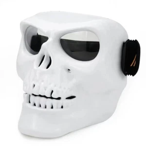 Motorcycle Face Shield Helmet skull Mask Goggles Dust-proof Black White - Picture 1 of 21