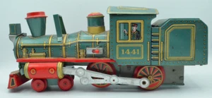 Vintage 1960s Modern Toys 1441 Locomotive Train Japan Litho Tin Green UNTESTED - Picture 1 of 10