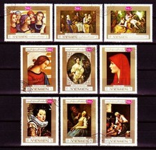 Yemen 1969 used c.t.o Mi.717/25 A Europäische Gemälde European Paintings Raffael