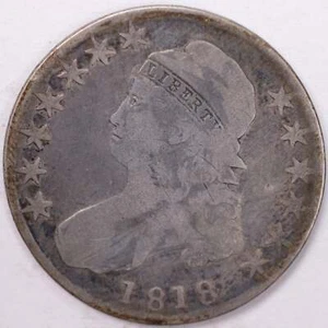 Medio dólar busto tapa 1818, muy buena moneda circulada, tienda #H818,01 - Imagen 1 de 2