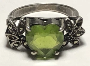Marvelous Antique Sterling silver heart shaped Ring size 7.75 Rare - Picture 1 of 10