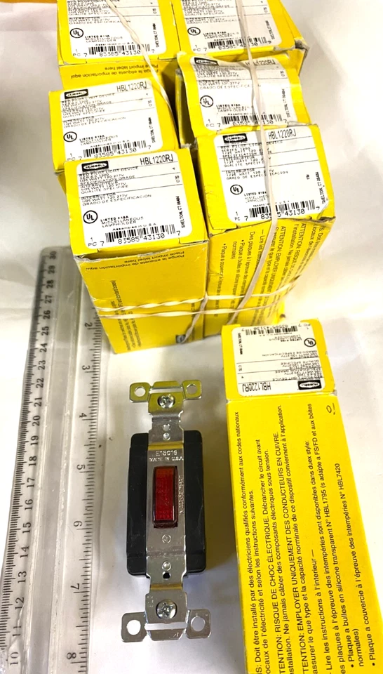 Lote de 7 dispositivos de luz piloto vermelha Hubbell Ser 1200 1/25W 120-277V HBL1220RJ - Imagem 1 de 4