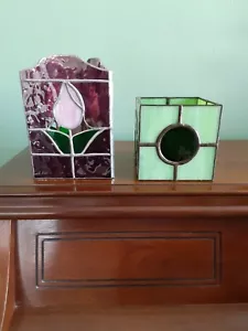 Kerzenständer/Gehege aus Buntglas 2er Set - Bild 1 von 12
