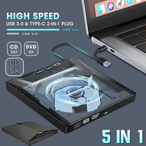 5in1 Externes DVD CD Laufwerk UHD M-Disc USB3.0 Brenner für Laptop PC - Bild 1 von 11