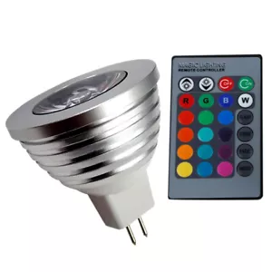 16 Color Changing MR16 3W RGB LED Light Bulb Lamp AC / DC 12V +IR Remote Cont - Picture 1 of 8