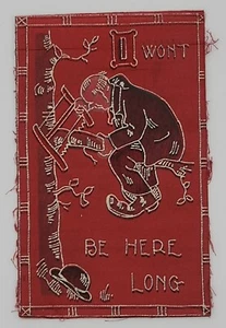 Antique Fabric & Paper Comic Postcard~ Won't Be Here Long~ Wrong Branch~ Humor - Picture 1 of 2