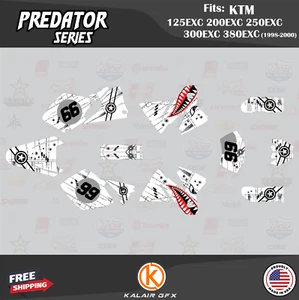 Graphics Kit for KTM 125EXC 200EXC 250EXC 300EXC 380EXC (1998-2000) Prdtor- WHT - Picture 1 of 6