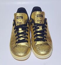 Adidas Stan Smith Gold Metallic Ostrich Leather Shoes AQ4705 Men's Size US 9.5