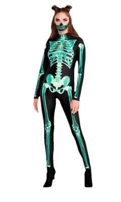 Костюм-кошка Amscan Skeleton Glow для женщин - жуткий шик маленький/средний  - Изображение 1 из 4