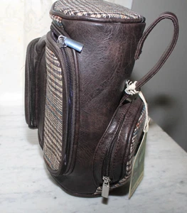 Portland Ireland Tweed Plaid Travel Golf Wash Bag Brown NWT Mini Preppy Ivy - Picture 1 of 6