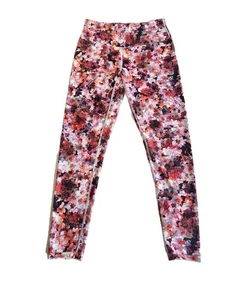 Leggings weiche Umrandung rot rosa Blumenmuster Damen Gr. S Stretch Komfort " - Bild 1 von 8
