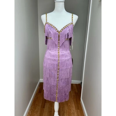 Mini vestido Mandalay púrpura con flecos para mujer talla 4  Foto 1 de 4