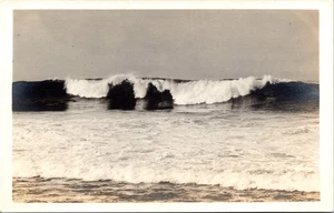 Surfen vom Strand von La Jolla Kalifornien Kalifornien ungeteilte Rückseite Echtfoto RPPC AZO - Bild 1 von 2