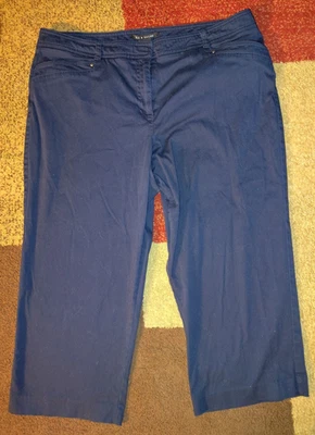Zac & Rachel Size 16 Cropped Navy Blue Pants 97% Cotton 3% Spandex 20 in Inseam - Image 1 of 4