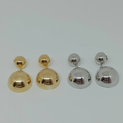 ORECCHINI IN ARGENTO 925 PENDENTE TONDO BOMBATO 24 MM LISCIO (NCO0618) - Immagine 1 di 3