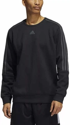 Adidas Para Hombres Sudadera Cuello Redondo XL Negra con Gris 3 Rayas Centro Logo Pecho NUEVA Foto 1 de 4