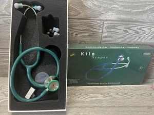 Estetoscopio Kila Scopes calidad cardiología certificado CE color verde azulado inoxidable - Imagen 1 de 10