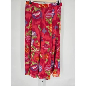 Coldwater Creek Women's Bright Pink Floral Elastic Waist Polyester Skirt Size PS - Picture 1 of 4