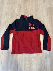 UNDER ARMOUR Boys 1/4 Zip Pullover YXS COLDGEAR Pocket UA Black Red $54.99 - Picture 1 of 8