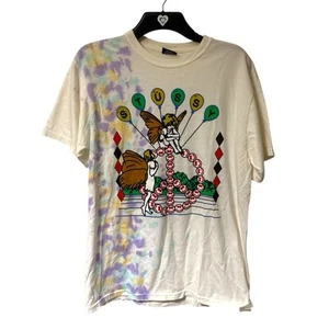 Stussy T-Shirt Mens Medium White Tie Dye LSD Laguna Designs Hippie Streetwear - Picture 1 of 13