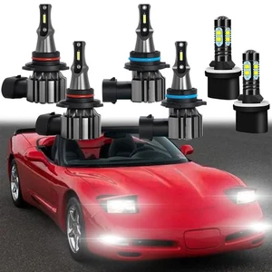 For Chevy Corvette Convertible 1997-2004 LED Headlight High Low+Fog Lights Bulbs - Picture 1 of 12