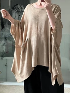 Diverse Italy Lagenlook Boxy Top Natural Beige One Size /Extra Oversized - Picture 1 of 13