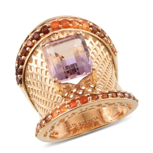Natural Ametrine & Multi Gem Ring in 14K YG Over Sterling Silver(Sz 11) 5.05 ctw - Picture 1 of 6