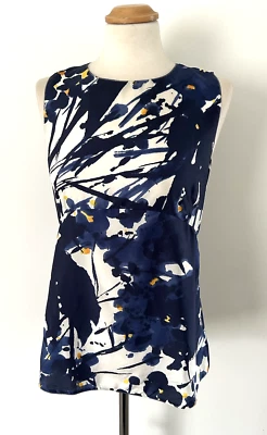 Blusa de seda con estampado floral abstracto azul MARNI Luxe Top 40, UK 8 Foto 1 de 4