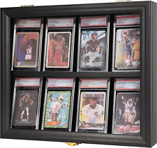 8 Baseball Card Display Case - Lockable Sports Graded Card Display Case Wall Mou