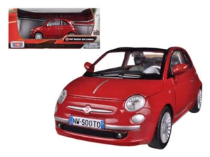 Fiat 500 Nuova Cabrio Red 1/24 Diecast Model Car by Motormax - Picture 1 of 1