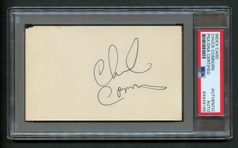 Chuck Connors signed autograph auto Vintage 3x5 Lucas McCain in The Rifleman PSA Cover