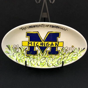 Plato de servir de cerámica ovalado T Cabells Too NCAA University of Michigan Wolverines - Imagen 1 de 9