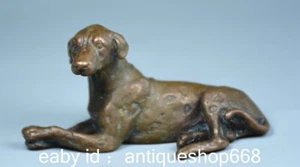 2.8" Old China Red Copper Carving Feng Shui Foo Dog Speckle Pet Statue - Picture 1 of 9