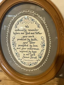 1980er Homco Vintage Home Interiors ovaler Rahmen Wanddekoration "Bibelvers" - Bild 1 von 3