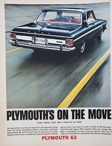 1962 Plymouth 1963 Automobile Clean Tough Tight & Tiger On Road Print Ad - Bild 1 von 1
