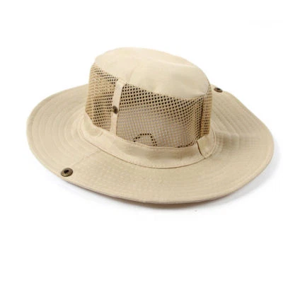 男式酷户外钓鱼远足内陆野生动物园通风太阳帽宽边 — 第 1/4 张图片